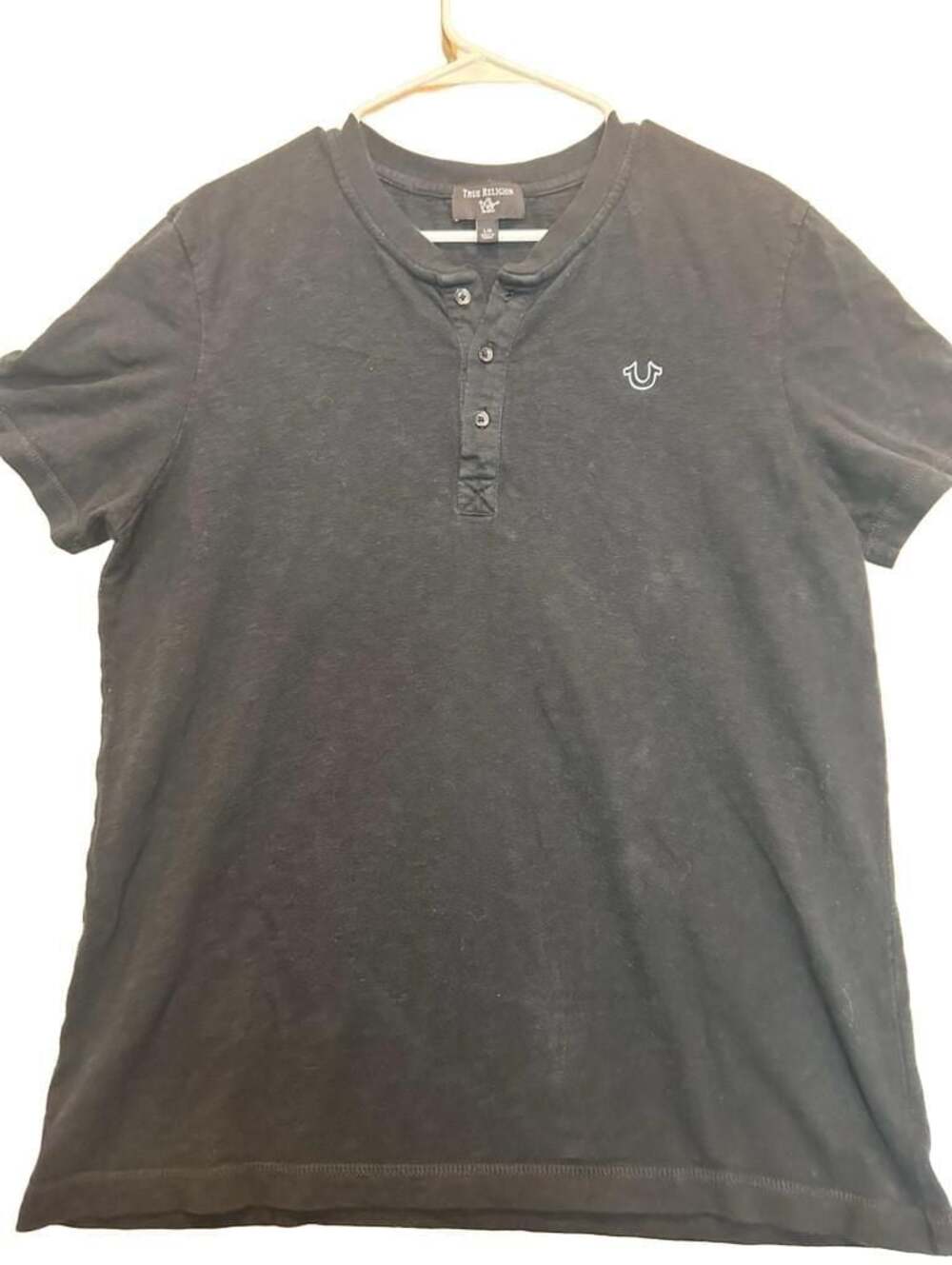 True Religion Short Sleeve Henley Shirt Black Size L